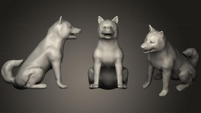 Статуэтки животных (Шиба-Ину, STKJ_1465) 3D модель для ЧПУ станка
